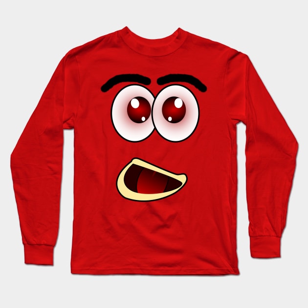 Scared Funny Face Cartoon Emoji Long Sleeve T-Shirt by AllFunnyFaces